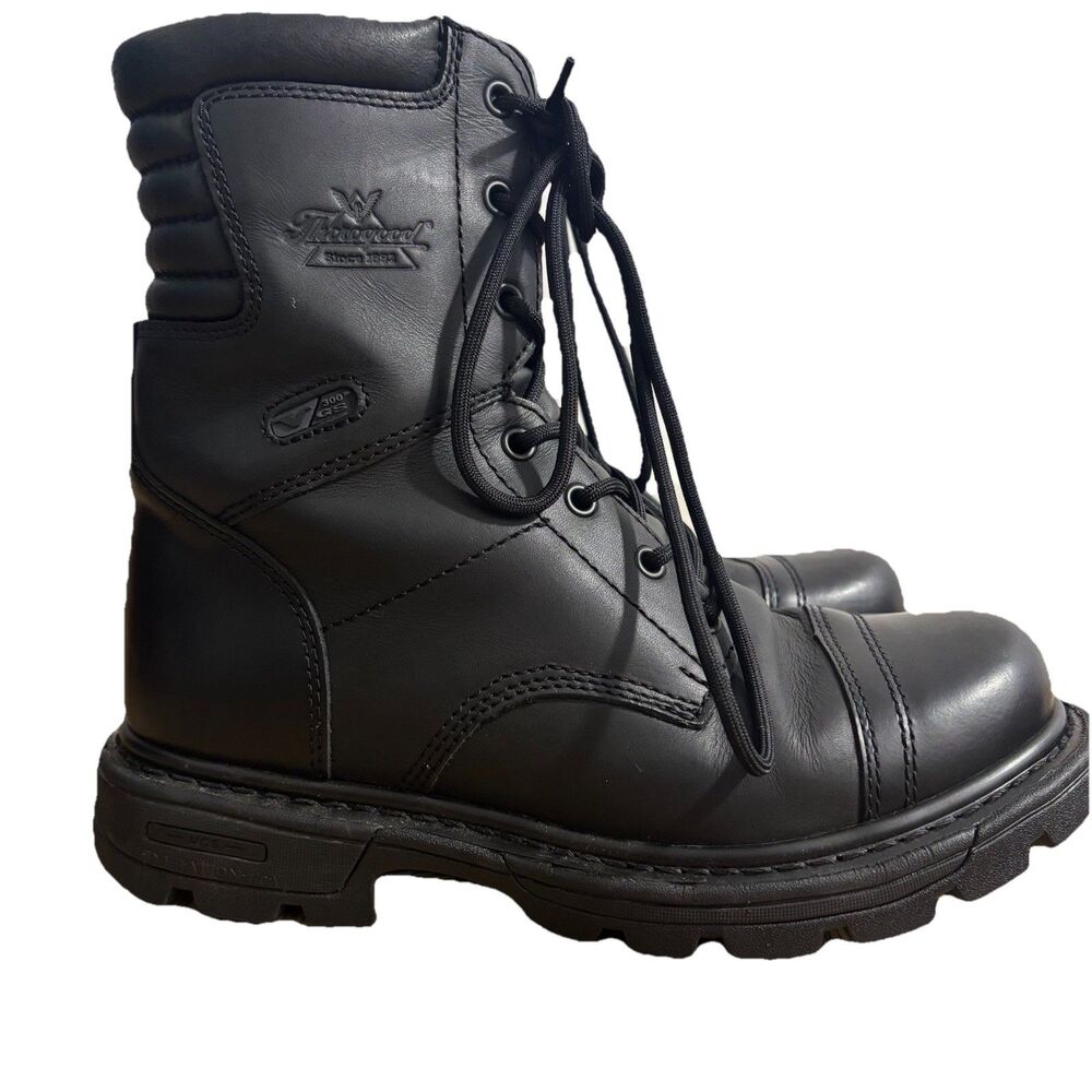 Thorogood Jump Boots Men’s Sz 8 Black Leather 834-6888 8" Side Zip Tactical EUC
